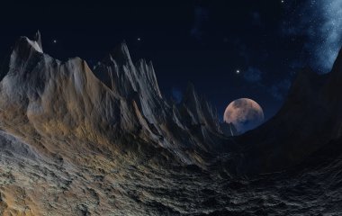3D Yapılandırılmış Fantezi Uzaylı Manzarası - 3D Görüntü