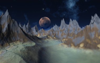 3D Yapılandırılmış Fantezi Uzaylı Manzarası - 3D Görüntü