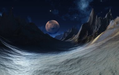 3D Yapılandırılmış Fantezi Uzaylı Manzarası - 3D Görüntü