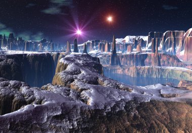 3D Yapılandırılmış Fantezi Uzaylı Manzarası - 3D Görüntü