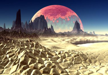 3D Yapılandırılmış Fantezi Uzaylı Manzarası - 3D Görüntü