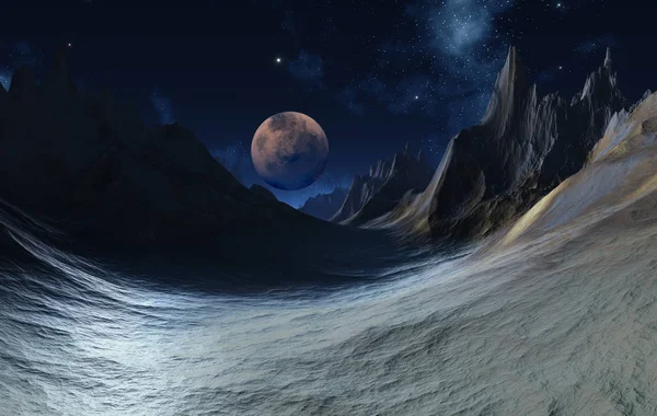 3D Yapılandırılmış Fantezi Uzaylı Manzarası - 3D Görüntü