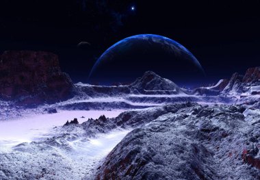 3D Yapılandırılmış Fantezi Uzaylı Manzarası - 3D Görüntü