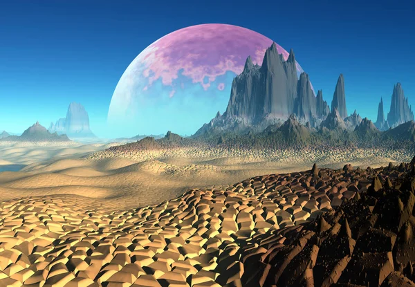 Rendered Fantasy Alien Landscape Illustration — Stock Photo, Image