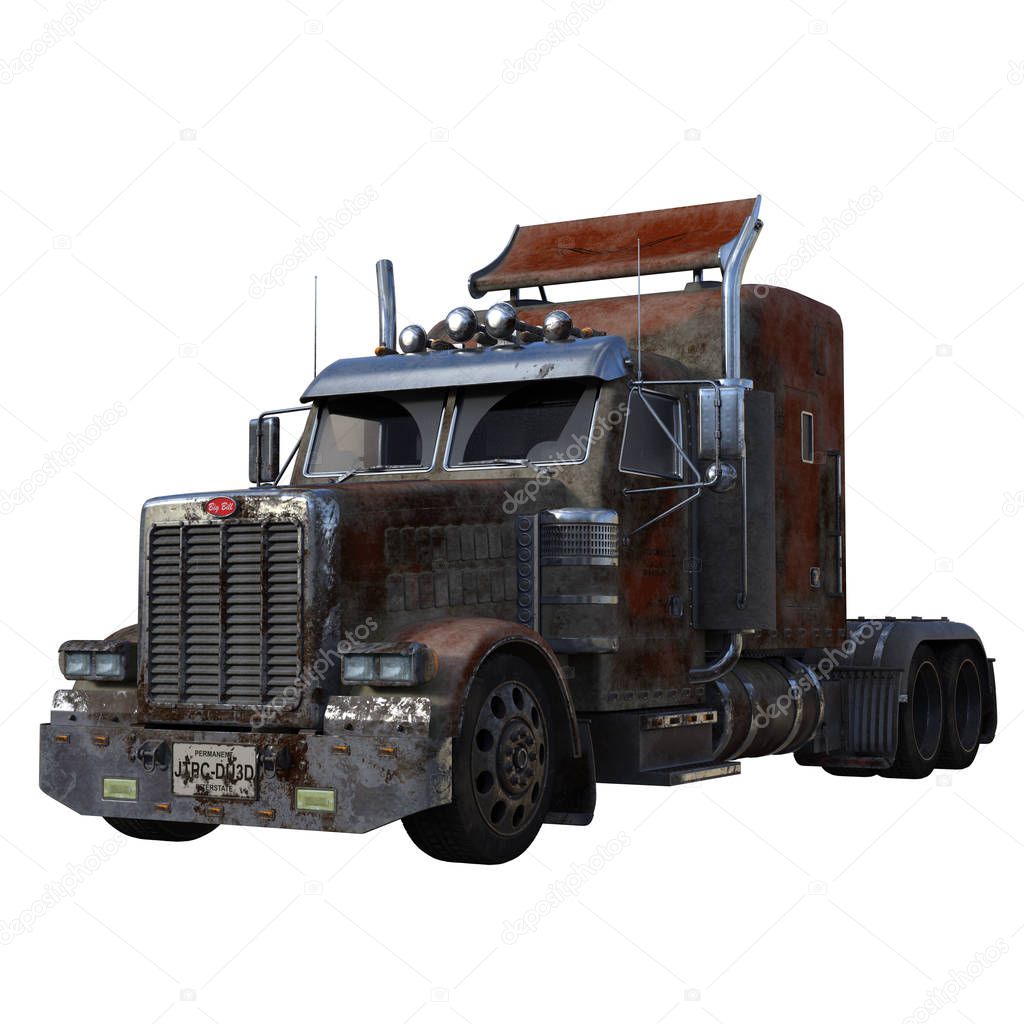 3D Rendered Truck without Trailer on White Background - 3D Illustration
