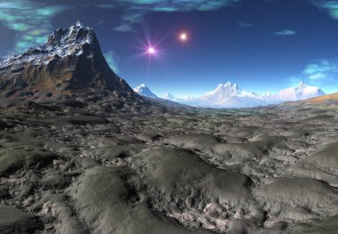 3D Yapılandırılmış Fantezi Uzaylı Manzarası - 3D Görüntü