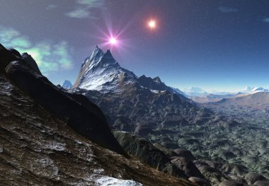 3D Yapılandırılmış Fantezi Uzaylı Manzarası - 3D Görüntü