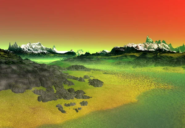 Rendered Fantasy Utomjordiskt Landskap Illustration — Stockfoto