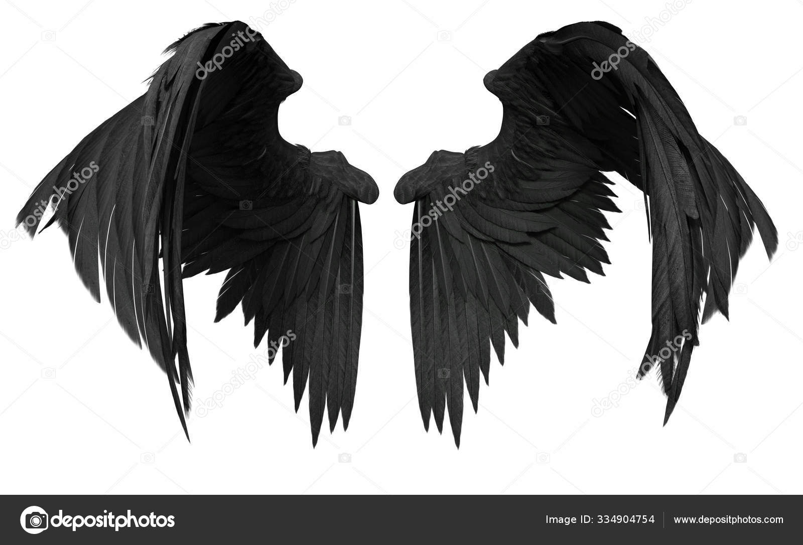 Schwarze Engelsflügel Auf Weißem Hintergrund Lizenzfreie Fotos