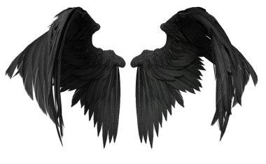 3D Rendered Fantasy Angel Wings on White Background - 3D Illustration clipart