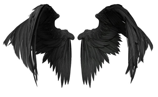 3D Rendered Fantasy Angel Wings on White Background - 3D Illustration