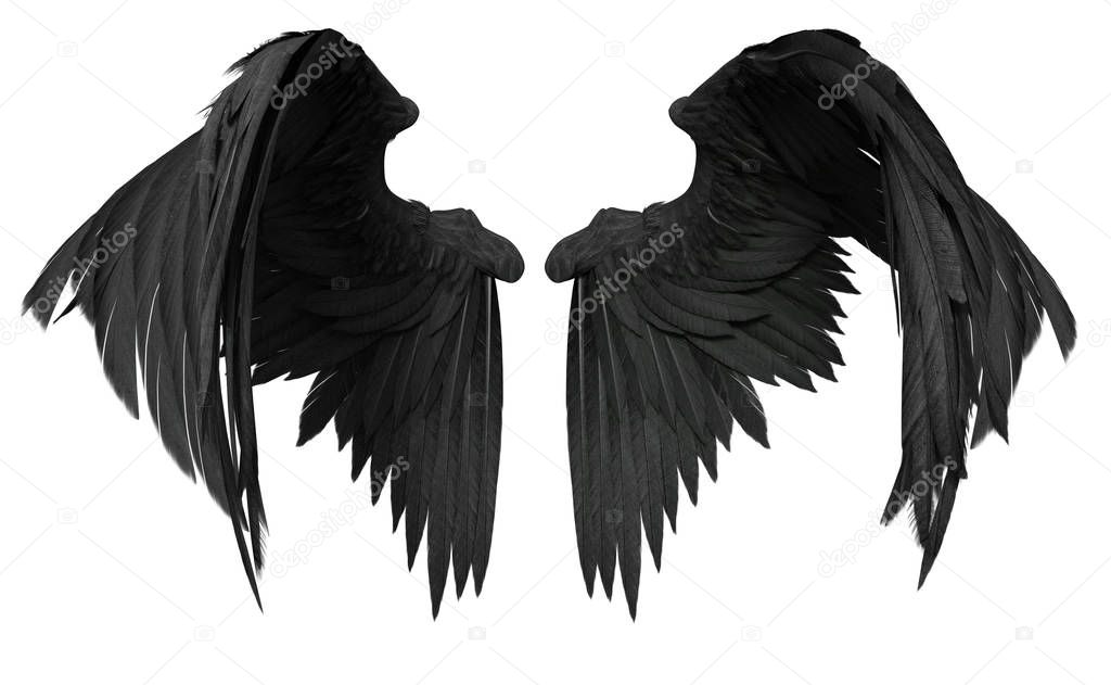 3D Rendered Fantasy Angel Wings on White Background - 3D Illustration