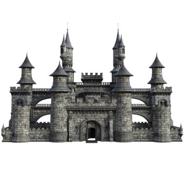 Beyaz arka planda 3D Işlenmiş peri masalı Kalesi-3D Illustration