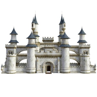 Beyaz arka planda 3D Işlenmiş peri masalı Kalesi-3D Illustration