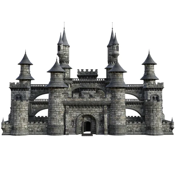 Gerendertes Märchenschloss Auf Weißem Hintergrund Illustration — Stockfoto