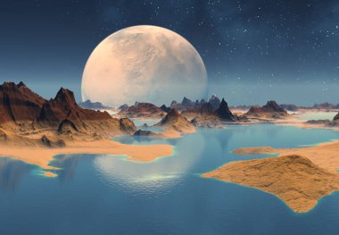 3D Yapılandırılmış Fantezi Uzaylı Manzarası - 3D Görüntü