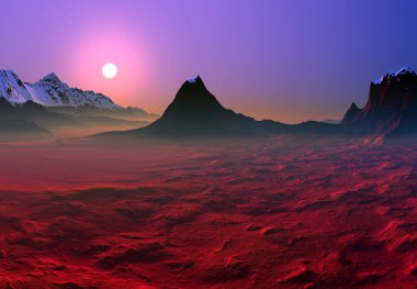 3D Yapılandırılmış Fantezi Uzaylı Manzarası - 3D Görüntü