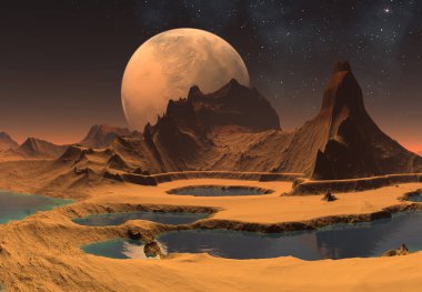 3D Yapılandırılmış Fantezi Uzaylı Manzarası - 3D Görüntü