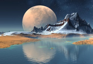 3D Yapılandırılmış Fantezi Uzaylı Manzarası - 3D Görüntü