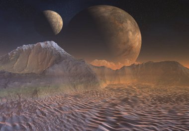 3D Yapılandırılmış Fantezi Uzaylı Manzarası - 3D Görüntü