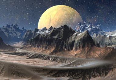 3D Yapılandırılmış Fantezi Uzaylı Manzarası - 3D Görüntü