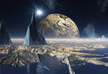 3D Yapılandırılmış Fantezi Uzaylı Manzarası - 3D Görüntü