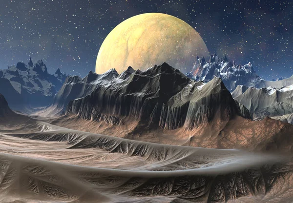 3D Yapılandırılmış Fantezi Uzaylı Manzarası - 3D Görüntü