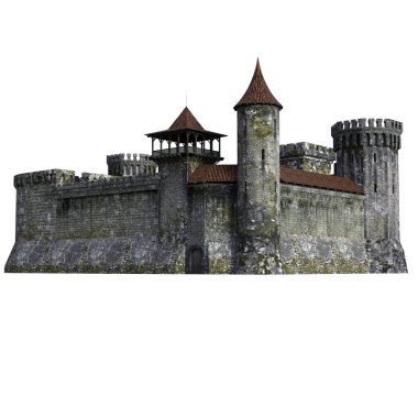 3D Rendered Medieval Castle on White Background - 3D Illustration clipart