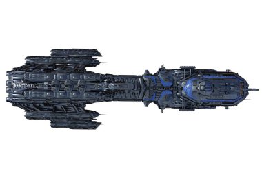 Beyaz arka planda 3D render Fantasy uzay gemisi-3D Illustration