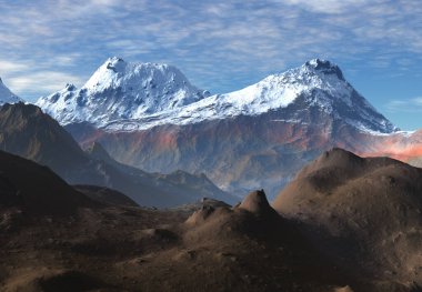 3D Hazırlanmış Fantezi Dağ Manzarası - 3D Görüntü