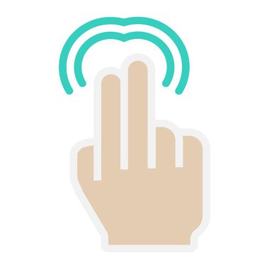 2 parmak çift vuruş düz simgesi, dokunmatik ve el hareketleri, mobil arayüz vektör grafikleri, renkli bir katı model beyaz bir arka planda eps 10.