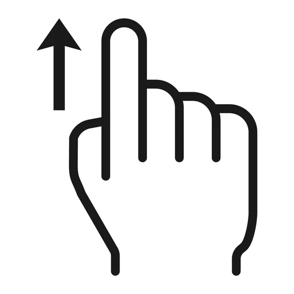 Svep uppåt linjen ikonen, touch och hand gester, mobila gränssnitt och drar upp vektorgrafik, en linjär mönster på en vit bakgrund, eps 10. — Stock vektor