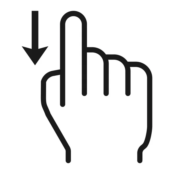 Wischen nach unten Zeilensymbol, Berührungs- und Handgesten, mobile Schnittstelle und Ziehen nach unten Vektorgrafik, ein lineares Muster auf weißem Hintergrund, Folge 10. — Stockvektor