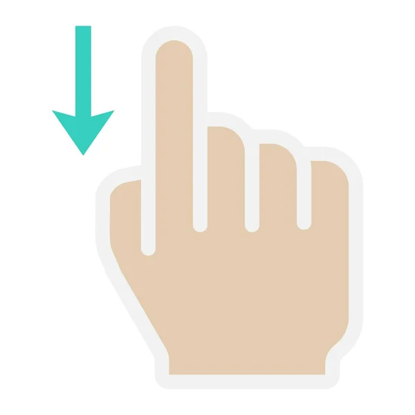 Balayez vers le bas l'icône plate, le toucher et les gestes de la main, l'interface mobile et faites glisser vers le bas les graphiques vectoriels, un motif solide coloré sur un fond blanc, eps 10 . — Image vectorielle