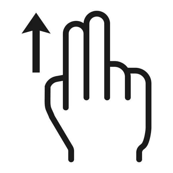 2 dedo Desliza hacia arriba icono de la línea, el tacto y los gestos de la mano, interfaz móvil y arrastrar gráficos vectoriales, un patrón lineal sobre un fondo blanco, eps 10 . — Vector de stock