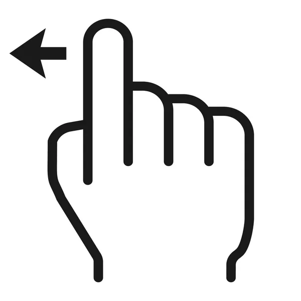 Wischen des linken Zeilensymbols, Berührungs- und Handgesten, mobile Benutzeroberfläche und Drag-Down-Vektorgrafik, ein lineares Muster auf weißem Hintergrund, Folge 10. — Stockvektor