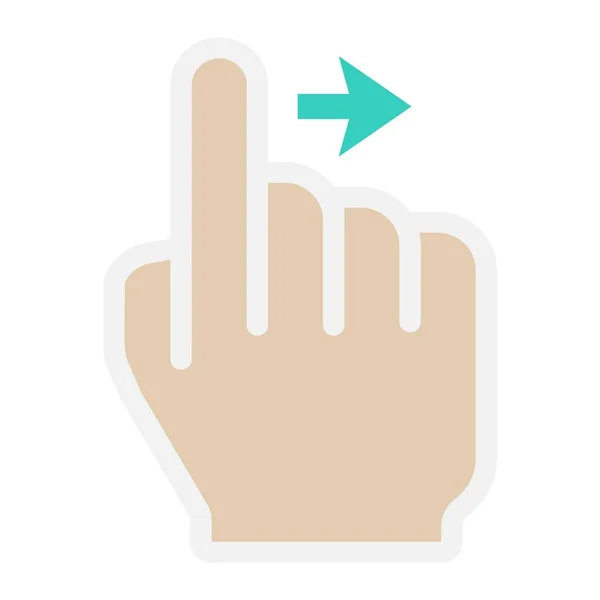 Passe o dedo direito ícone plana, gestos de toque e mão, interface móvel e arrastar para baixo gráficos vetoriais, um padrão sólido colorido em um fundo branco, eps 10 . — Vetor de Stock
