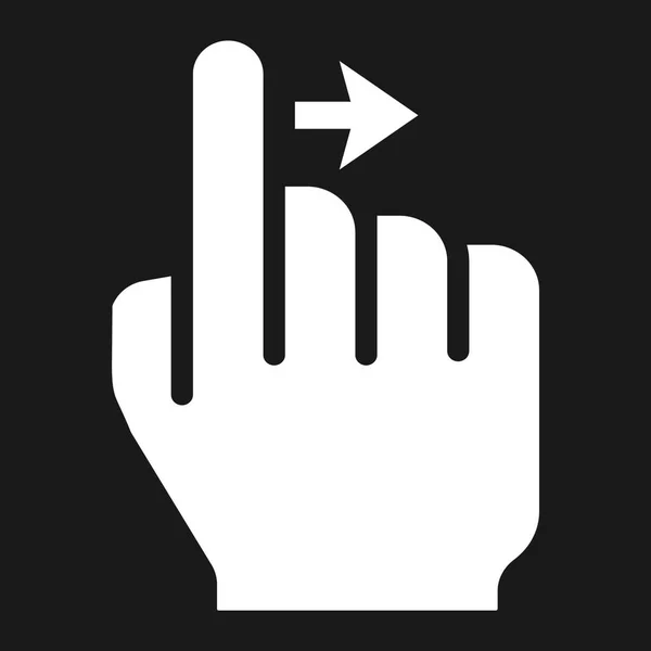 Deslize para a direita ícone sólido, gestos de toque e mão, interface móvel e arrastar para baixo gráficos vetoriais, um padrão preenchido em um fundo preto, eps 10 . — Vetor de Stock