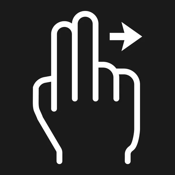 2 finger Swipe right line icon, touch and hand gestures, mobile interface and drag down vector graphics, a linear pattern on a black background, eps 10. — Stock Vector