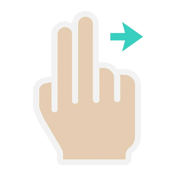 2 δάχτυλα σαρώστε προς τα δεξιά επίπεδη εικονίδιο, χειρονομίες αφής και το χέρι, κινητή διεπαφή και σύρετε προς τα κάτω διανυσματικά γραφικά, ένα πολύχρωμο αμιγές μοτίβο σε λευκό φόντο, eps 10. — Διανυσματικό Αρχείο