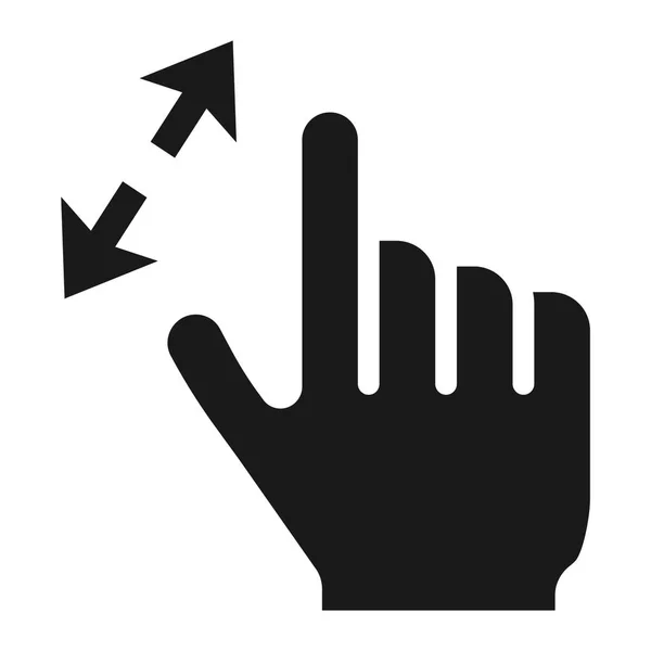 Zoom de 2 dedos em ícone sólido, gestos de toque e mão, gráficos de vetor de interface móvel, um padrão preenchido em um fundo branco, eps 10 . — Vetor de Stock