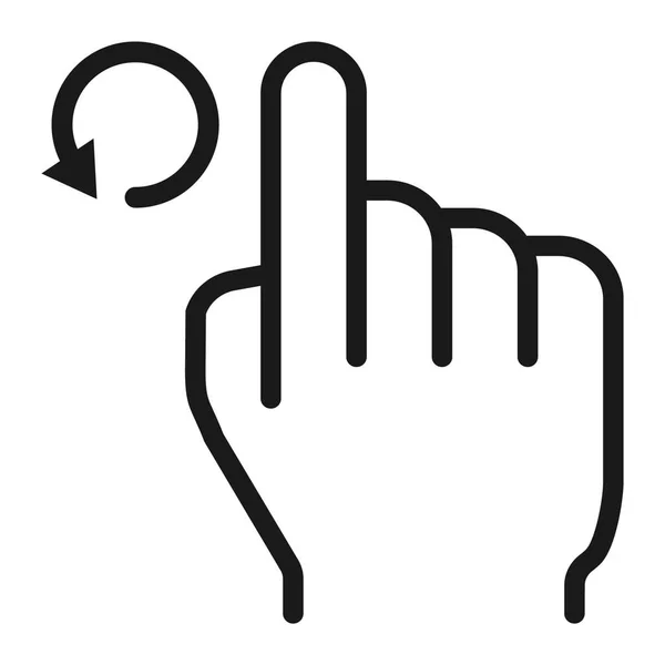 Drehen des linken Liniensymbols, Berührungs- und Handgesten, mobile Schnittstelle und Vektorgrafik, ein lineares Muster auf weißem Hintergrund, Folge 10. — Stockvektor
