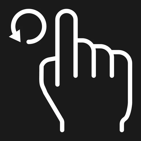 Gire el icono de la línea izquierda, el tacto y los gestos de la mano, la interfaz móvil y gráficos vectoriales, un patrón lineal sobre un fondo negro, eps 10 . — Vector de stock