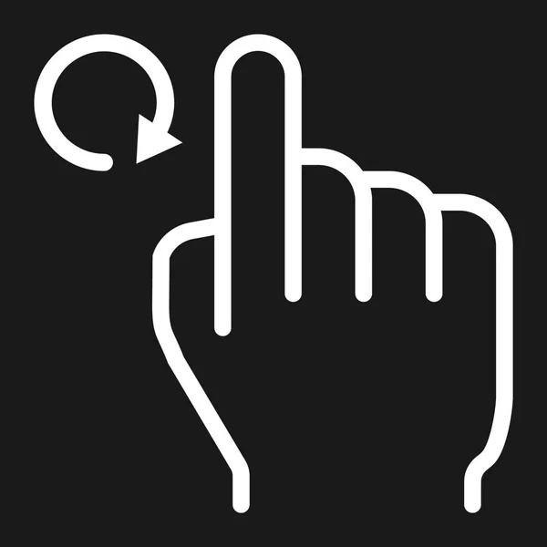 Gire el icono de la línea derecha, el tacto y los gestos de la mano, la interfaz móvil y gráficos vectoriales, un patrón lineal sobre un fondo negro, eps 10 . — Vector de stock