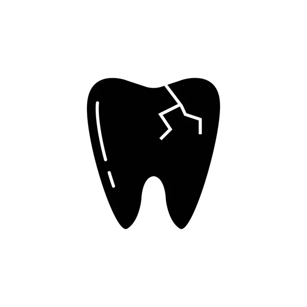 Cracked tooth solid icon — Stock Vector
