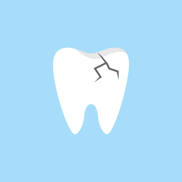 Cracked tooth flat icon. — Stock Vector