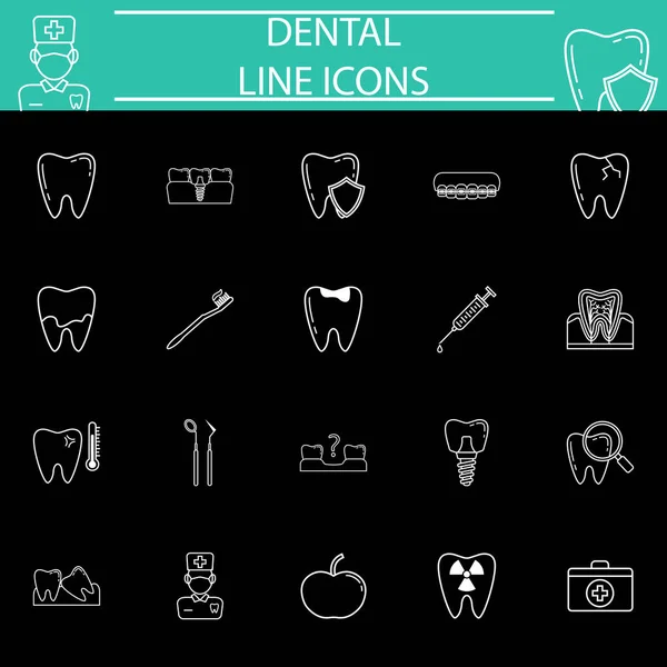 Dental line icon set — Stock Vector