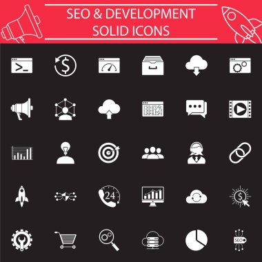 SEO ve geliştirme katı Icon set