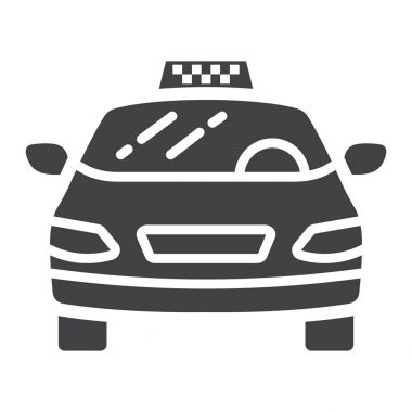 Taksi araba glif simgesi, taşıma ve otomobil