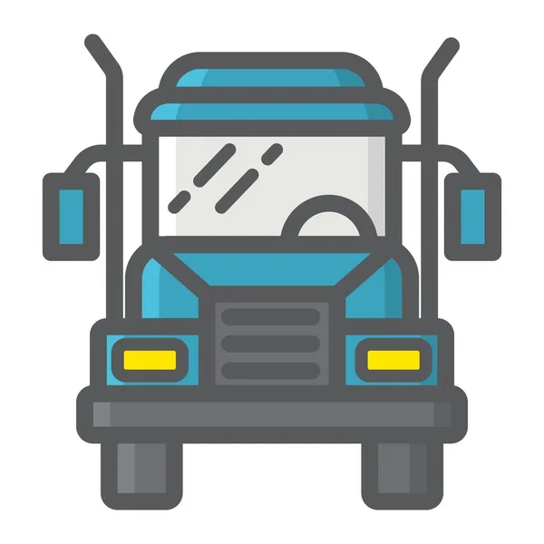 トラックいっぱいアウトラインのアイコン、交通機関、車両 — ストックベクタ